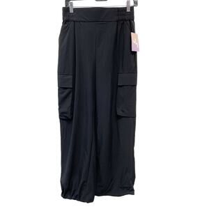 JoyLab Women's Cinch Hem Woven Cargo Pants High Rise Casual Fit Black Small